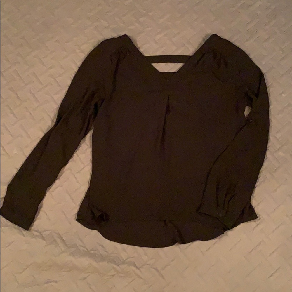 Black Silk Blouse with Back Design